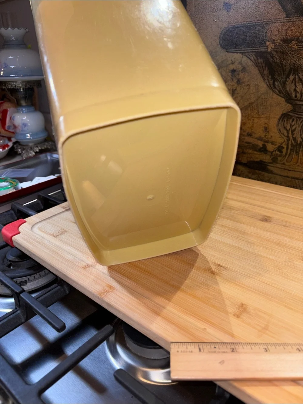 Cream Decorative Wastebasket with Abstract Accent - Unbranded